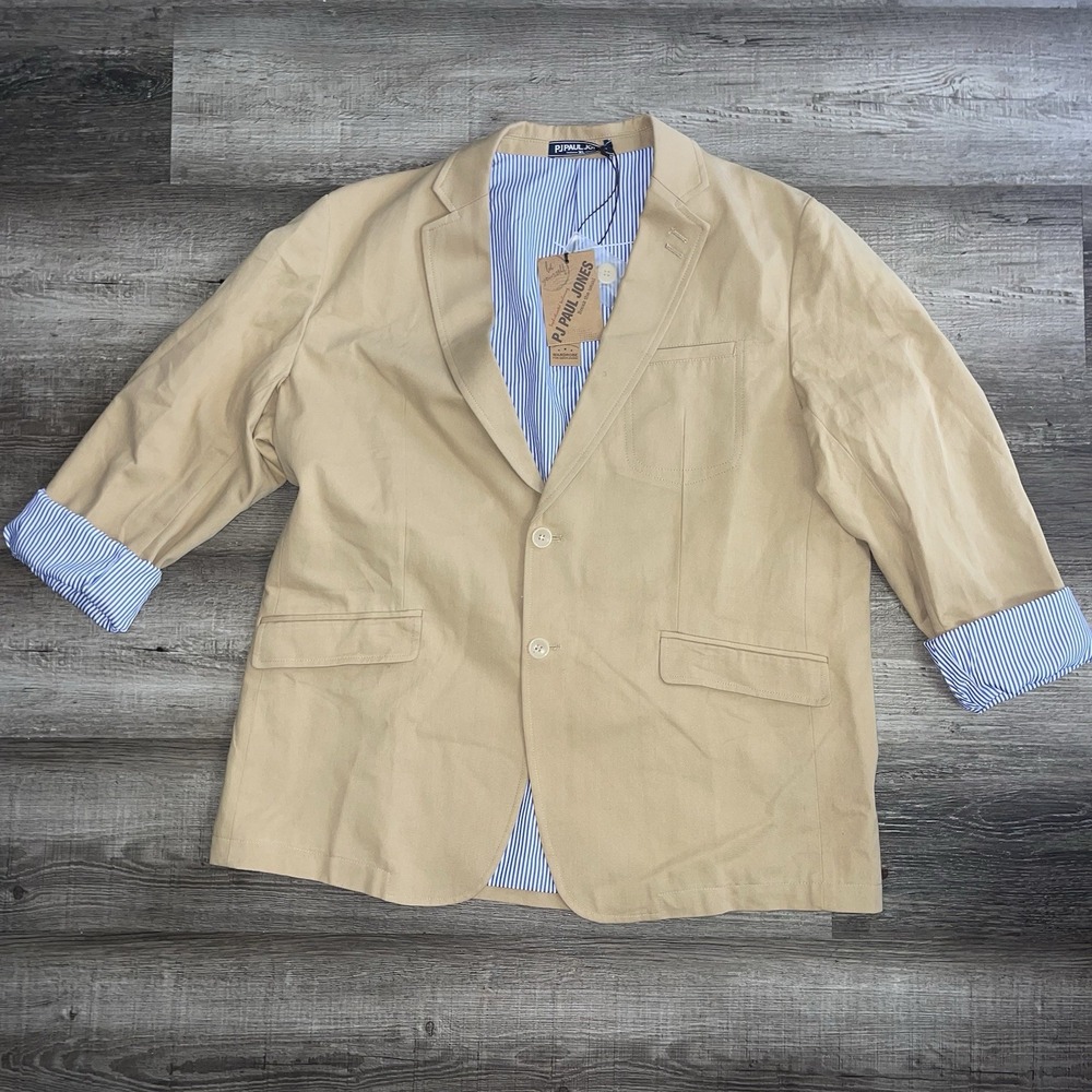 PJ Paul Jones Men's Tan Blazer with Striped Lining 2-Button Casual Jacket XL NWT